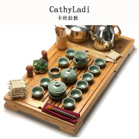 家用功夫茶具套装竹茶盘全自动四合一茶台茶海陶瓷茶壶杯子茶道