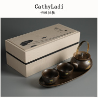 旅行茶具干泡盘茶杯整套陶瓷提梁壶一壶两杯快客杯铁胎功夫套装