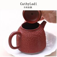 紫砂壶手工大红袍小茶壶泡茶锤纹金钟壶茶具家用套装