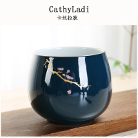 霁蓝功夫茶具茶盘茶道配件笔洗陶瓷家用茶渣缸茶洗水杯洗水盂