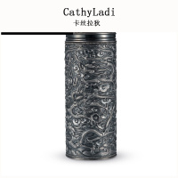 高端银杯子999纯银杯内外纯银水杯银茶杯银龙杯保温杯男