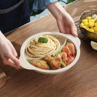 小麦儿童餐具吃饭辅食碗宝宝餐盘婴儿分格卡通饭碗勺叉子筷子套装