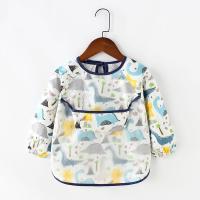 宝宝罩衣防水小孩吃饭围兜儿童围裙纯棉长袖男女童饭兜婴儿反穿衣