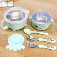 【送吸盘】婴儿注水保温碗儿童不锈钢卡通餐具套装宝宝吃饭辅食碗
