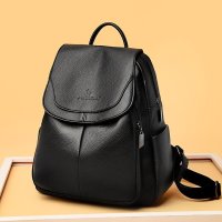 外出必备简约通勤真皮质感双肩包大容量合理分层