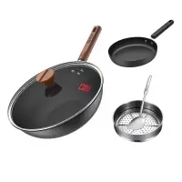 康巴赫仿生钛铁不粘炒锅32cm[送铁煎盘.蒸笼.方柄铲]