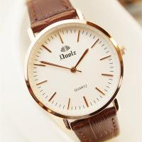 [优惠拼购]真皮带韩版女表机械石英男表防水情侣时尚潮流超薄手表女学生