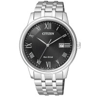 国行 西铁城(CITIZEN)手表 光动能商务时尚不锈钢表带罗马 男士腕表BM6970-52E