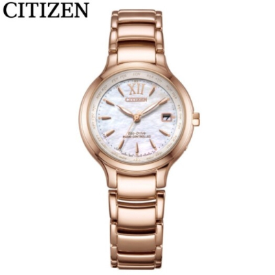 国行 西铁城(CITIZEN)手表XC系列玫瑰金色外观光动能多局电波女表 EC1173-87D