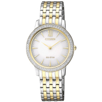 国行 西铁城（CITIZEN）手表时尚潮流不锈钢间金色光动能女士腕表 EX1484-81A