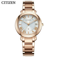 国行 西铁城 CITIZEN 手表 光动能不锈钢镀粉金色三折扣表带时尚商务女表 EO1202-57A
