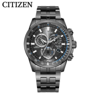 国行 西铁城 CITIZEN 手表 光动能电波万年历日星双显不锈钢覆GIP表壳表带时尚商务男表 CB5887-55H