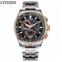 国行 西铁城 CITIZEN 手表 光动能电波万年历日星双显不锈钢间玫瑰金色带时尚运动商务男表 CB5886-58H