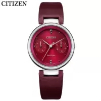 国行 西铁城 CITIZEN 手表 光动能 CITIZEN L系列日星双显红盘缎绣带时尚休闲女表 FD1100-10X