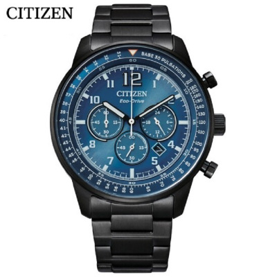 新品 国行西铁城(CITIZEN)手表 FF系列光能动蓝色表盘钢带日期显示时尚商务男表CA4505-80L