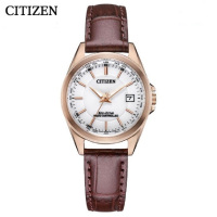新品 国行西铁城(CITIZEN)手表 馨悦之旅系列光动能电波时尚休闲小牛皮表带女表EC1183-16A