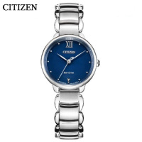 新品 国行西铁城(CITIZEN)CITIZEN L系列光动能不锈钢深蓝色贝母表盘商务女表EM0920-86L