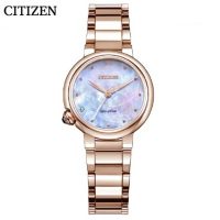 新品 国行西铁城(CITIZEN)CITIZEN L系列光动能玫瑰金不锈钢表带粉色贝母表盘商务女表EM0912-84Y