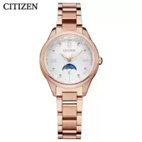 新品 国行西铁城 CITIZEN 手表光动能xC系列日相显示舒博钛间樱花粉色表带商务简约时尚女表EE1004-57A