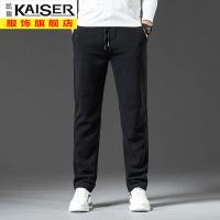 kaiser凯撒休闲裤男春秋薄款大码直筒宽松运动卫裤中年爸爸摇粒绒裤子