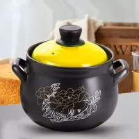 3500ML(5-6人用)金花黄盖燃煤气专用砂锅炖锅 煲仔饭砂锅 煲汤锅 山背瓷业