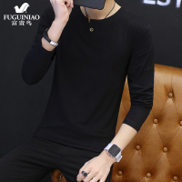 富贵鸟 男士春季百搭长袖圆领T恤男