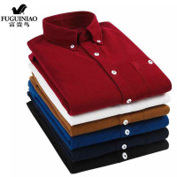 富贵鸟 春季青年百搭衬衫男士长袖帅气外套休闲衬衣修身