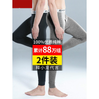 2条装男士秋裤男单件纯棉保暖裤线裤紧身棉毛衬裤薄款秋冬打底裤