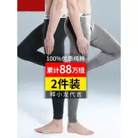 2条装男士秋裤男单件纯棉保暖裤线裤紧身棉毛衬裤薄款秋冬打底裤