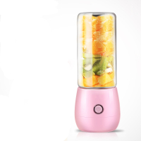 榨汁杯便携充电式 家用小型学生电动水果搅拌榨汁机 KK-016 樱花粉玻璃身[双杯双盖]+礼品玻璃杯身-双击键
