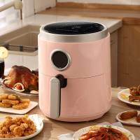 空气炸锅古达家用新款液晶大容量无油烟智能全自动电炸锅薯条机5L 粉红色-触屏款-5L送烘培大礼包