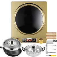 大火力3500W电炒锅古达家用分体式电用炒菜锅多功能蒸煮一体电火火锅炉 3500W精铁锅套餐5