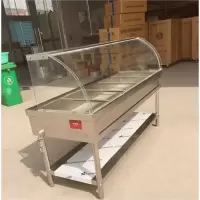 不锈钢保温古达售饭台商用早餐车加热打菜台玻璃罩款售饭台商用快餐车 二格2盒无玻璃罩