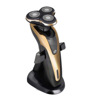 电动剃须刀黄金蛋智能多功能三刀头充电式防水刮须刀胡须刀 金色 标配送座充