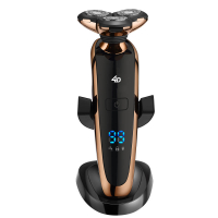 新款智能数显剃须刀黄金蛋电动数字电量显示刮胡刀充电式全身水洗胡须刀 土豪金色 标配数显+鼻毛