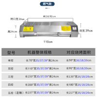 商用燃气古达无烟烧烤炉摆地摊液化天然气煤气电烤串烤生蚝 1.7米三控炉口150*18cm燃气款