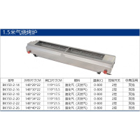 燃气烧烤炉古达商用无烟煤气天然气液化气烤炉商用摆摊烤面筋 总长1.5米,内径宽26厘米液化气