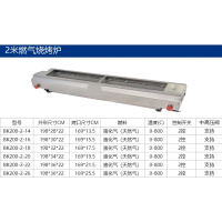 燃气烧烤炉古达商用无烟煤气天然气液化气烤炉商用摆摊烤面筋 总长2米,内径宽18厘米液化气