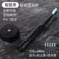 电动牙刷黄金蛋家用成人男女充电防水声波儿童软毛全自动牙刷 智酷黑智能座充款5档(6刷头)