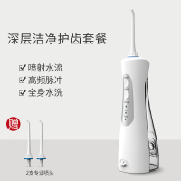 电动冲牙器便携式黄金蛋正畸洗牙器牙结石水牙线家用口腔清洁机 标准款白【2喷嘴+充电线】