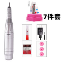 专业美甲电动打磨机黄金蛋卸甲机皮卸甲抛光机器小型修甲器便携式笔 银色标配+陶瓷头7件套