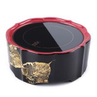 电陶炉煮茶器 家用古达迷你小型台式泡茶炉漆器炝金 菩提叶-四合如意