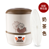 豆芽机古达家用全自动智能大容量发豆芽菜桶豆牙盆生绿豆芽罐 奶茶色新双层带单压盘