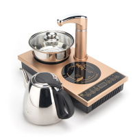 平板古达电磁茶炉茶具烧水壶泡茶专用自动上水平面板泡茶炉嵌入式茶桌 金色食品级经典款平板套装