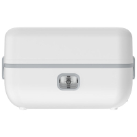 保温饭盒上班族迷你电饭煲金蛋小型加热饭盒蒸饭器三层电热饭盒 经典单层双胆(白色)