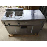 多功能扒炉小吃车古达手抓饼推车燃气油炸锅铁板烧土豆麻辣烫商用摆摊 白色双油炸+平台+定制