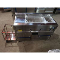 多功能扒炉小吃车古达手抓饼推车燃气油炸锅铁板烧土豆麻辣烫商用摆摊 白色平台+大炸锅+小锅