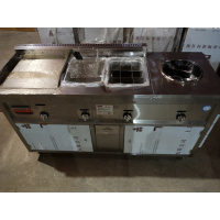 多功能扒炉小吃车古达手抓饼推车燃气油炸锅铁板烧土豆麻辣烫商用摆摊 白色铁板+油炸+关东煮+灶台