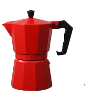 摩卡壶煮咖啡壶咖啡机家用煮咖啡的器具单阀古达手冲咖啡壶小型 6杯份红色(送滤纸+架)