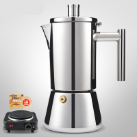 意式家用不锈钢咖啡壶 古达电磁炉加热浓缩煮咖啡机 300ML6小杯(电炉加滤纸)